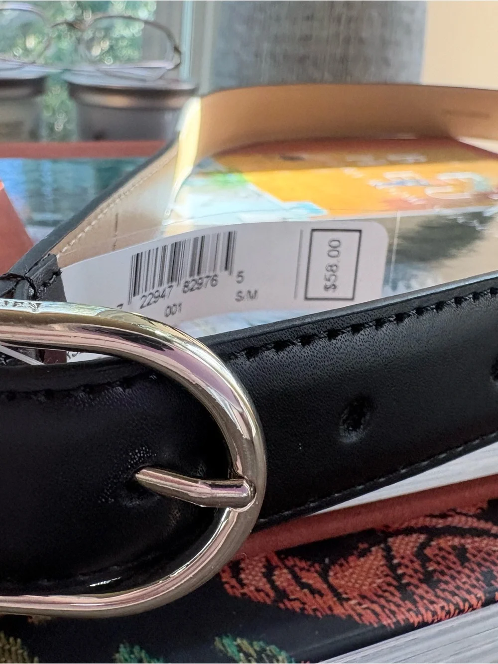 Kate Spade New York Black Leather Belt Gold Spade Logo NWT S/M